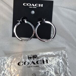 Coach Silver Hoops Nwt